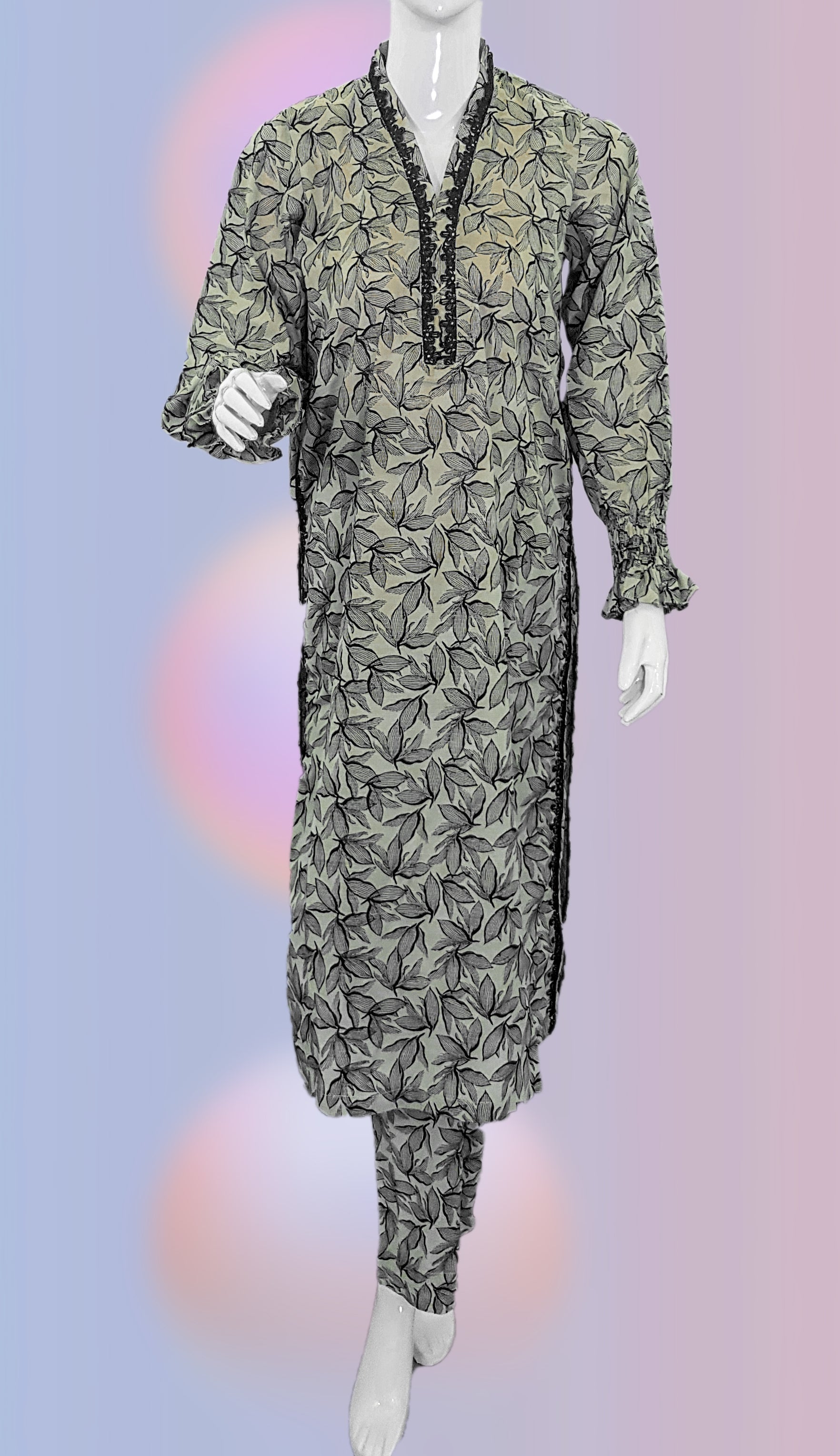 Lawn long shirt suit