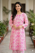 Bright pink Lawn suit