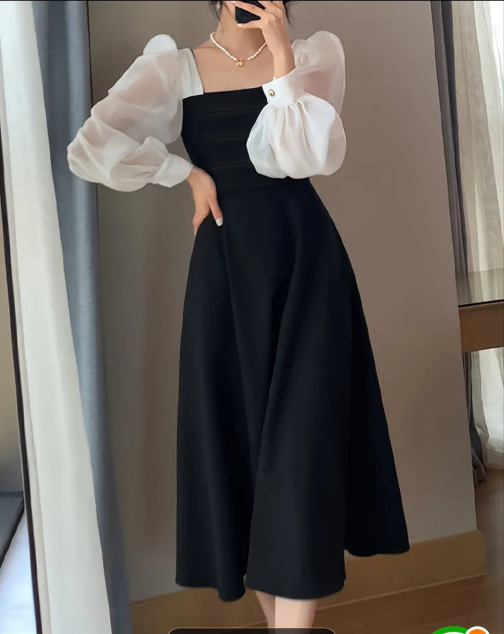 New arrival women's long sleeves, square neck, french style mesh skirt