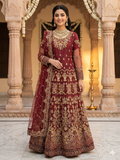 Luxury Embroidered Mehroon Maxi wedding dress