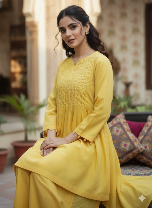 2 Piece Lawn Yellow dress