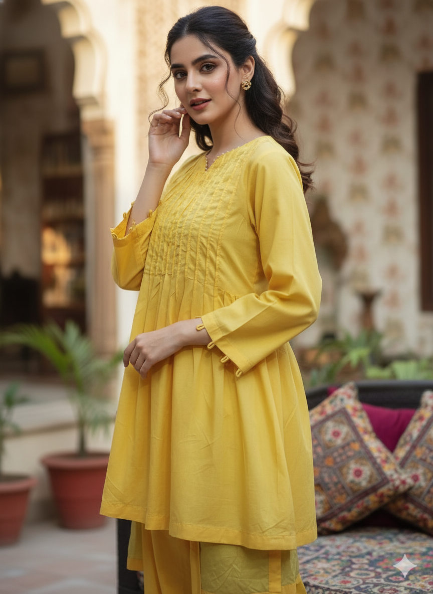 2 Piece Lawn Yellow dress