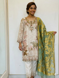 Embroidered White organza Suit