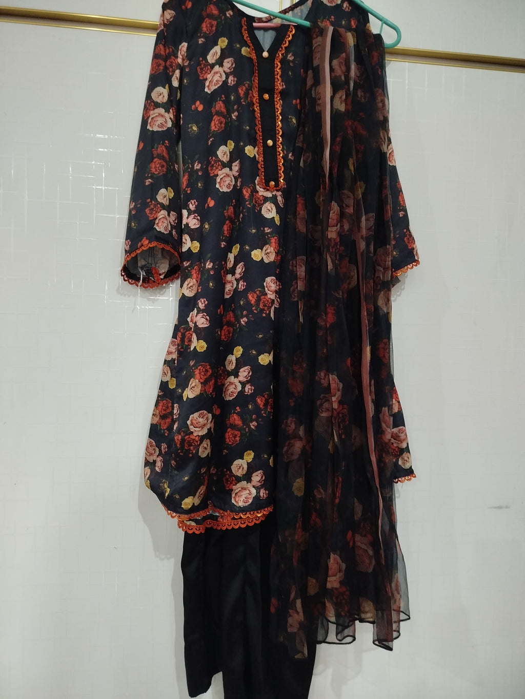 Printed black Silk dress