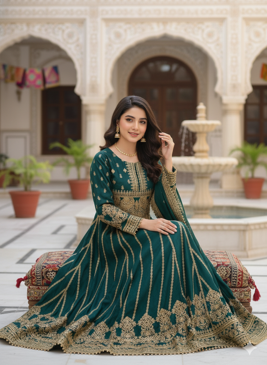 Green printed Cambric Frock