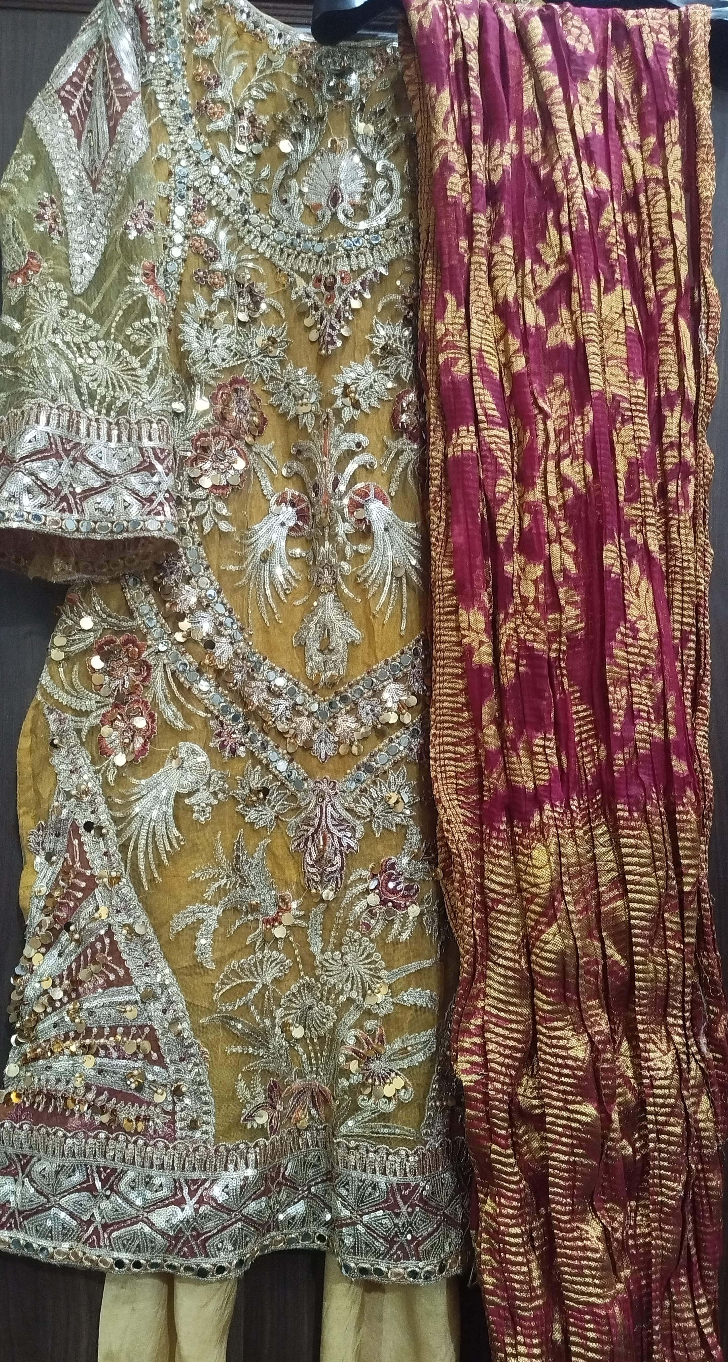 Heavy Embroidered Golden dress for wedding